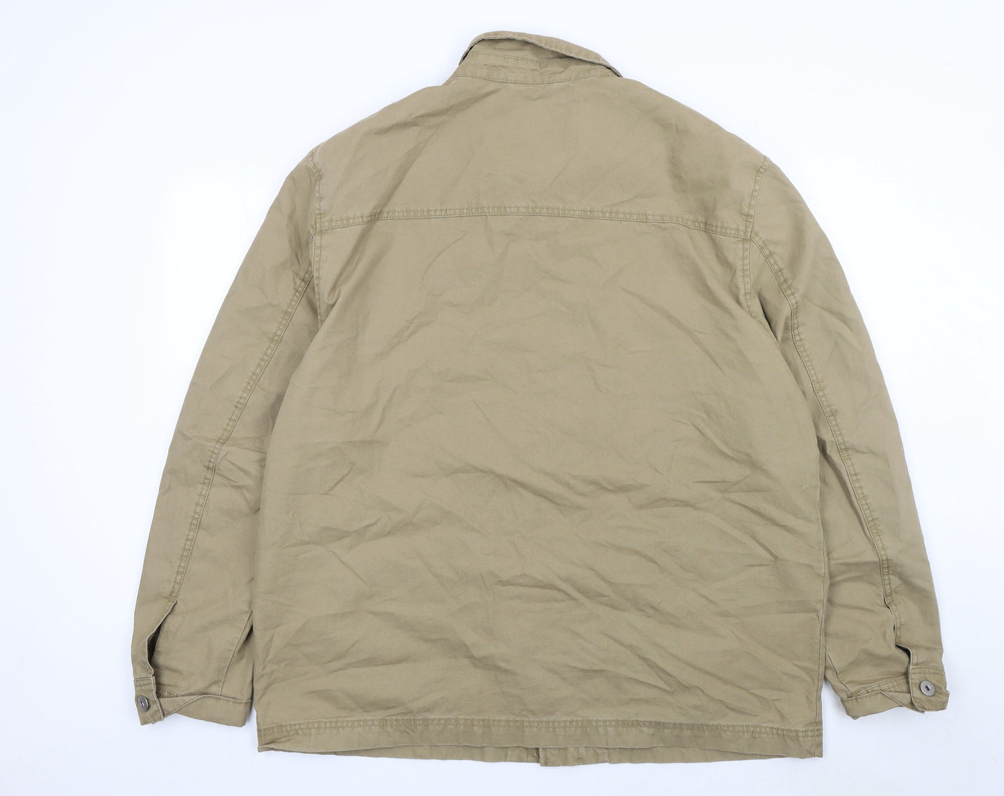 George Men's Beige 2XL Cotton Utility Jacket with Pockets