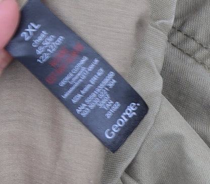 George Men's Beige 2XL Cotton Utility Jacket with Pockets