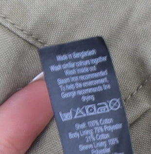 George Men's Beige 2XL Cotton Utility Jacket with Pockets