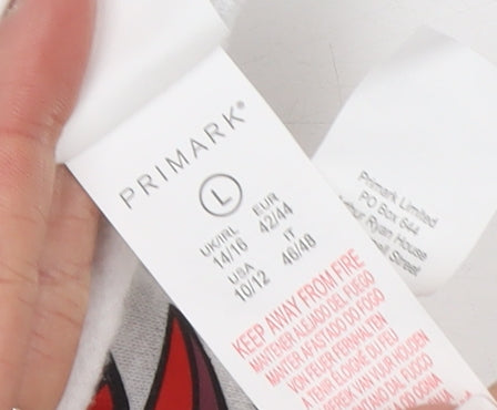 Primark Women Grey Mulan Mushu Hoodie L Pullover Disney Graphic Print