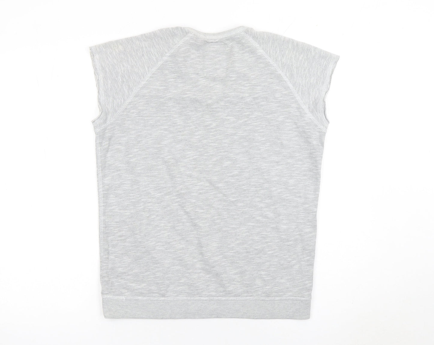 Superdry Women Grey Sleeveless Pullover Sweatshirt L Graphic Print