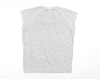 Superdry Women Grey Sleeveless Pullover Sweatshirt L Graphic Print