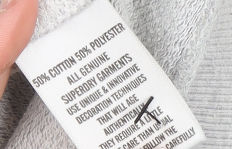 Superdry Women Grey Sleeveless Pullover Sweatshirt L Graphic Print