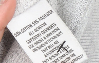 Superdry Women Grey Sleeveless Pullover Sweatshirt L Graphic Print