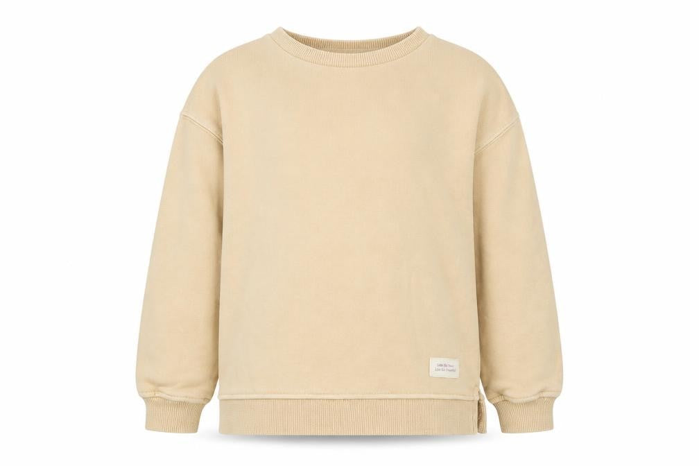 ZARA Girls Beige Cotton Blend Pullover Sweatshirt 5-6 Years Casual Crew Neck