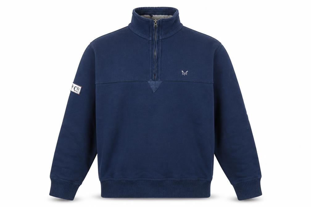 Crew Clothing Men's Blue 1/4 Zip Cotton Sweatshirt Size S