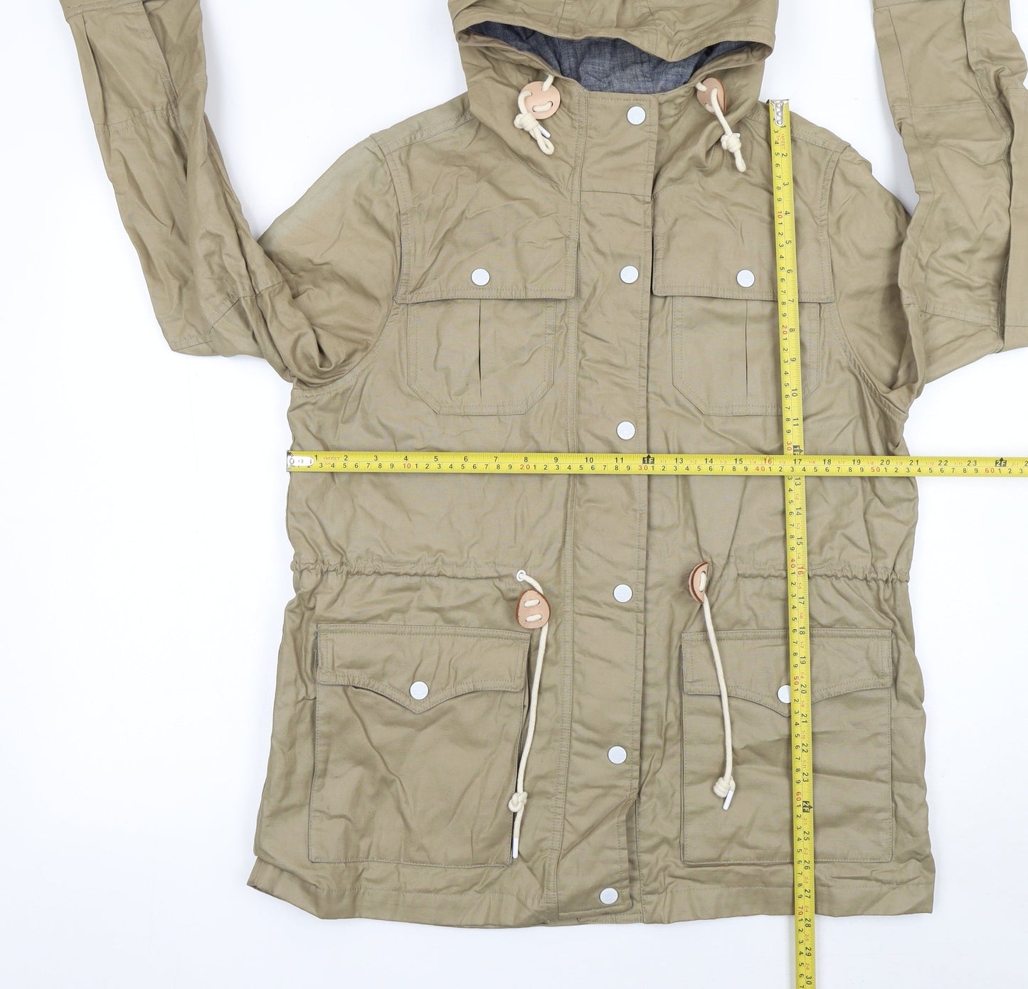 Levi's Women's Beige Hooded Parka Jacket L Regular Cotton Blend