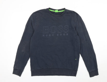 Mens UK Size S HUGO BOSS Blue Pullover Sweatshirt