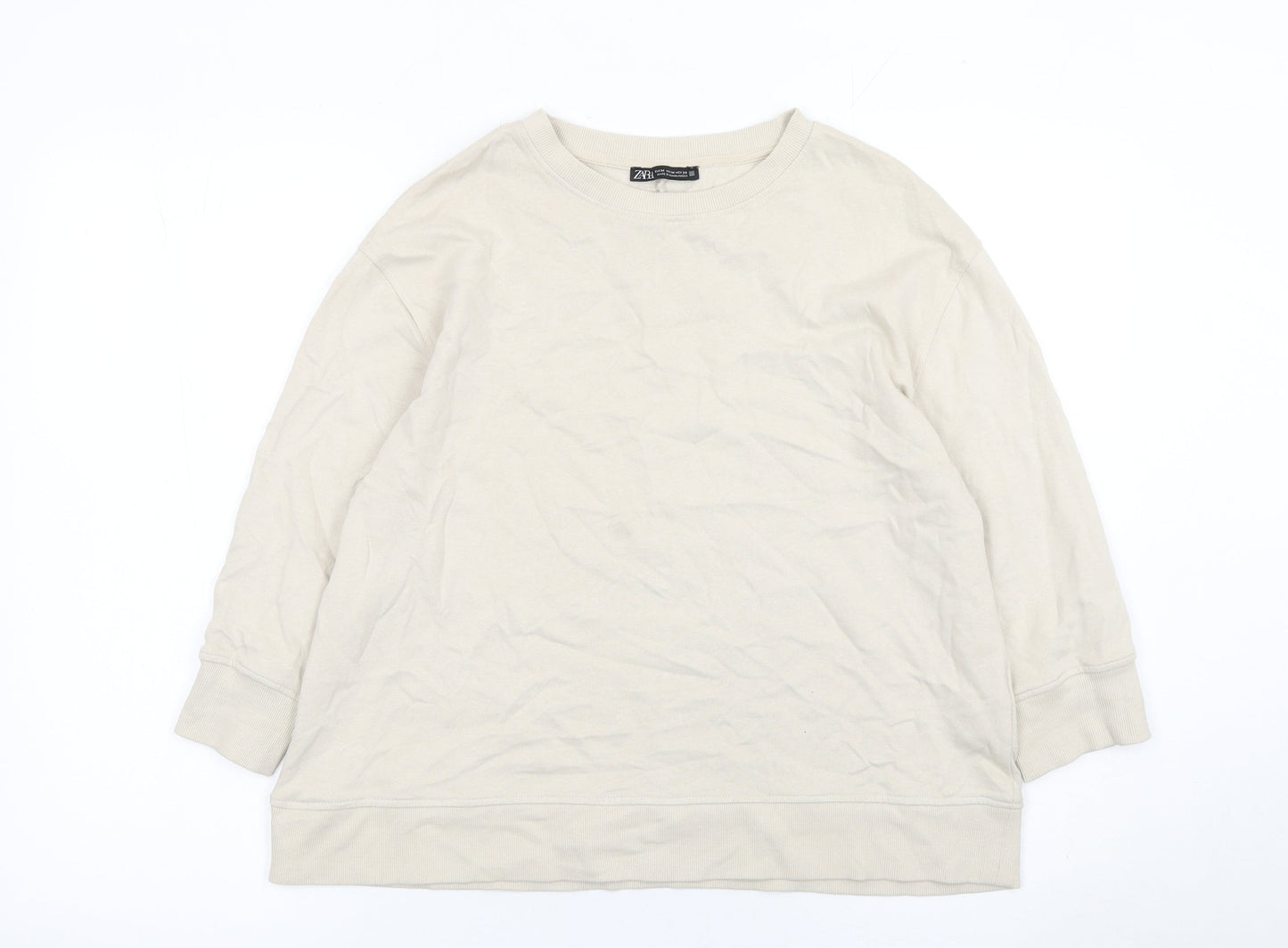 Womens UK Size 12 Zara Beige Pullover Sweatshirt