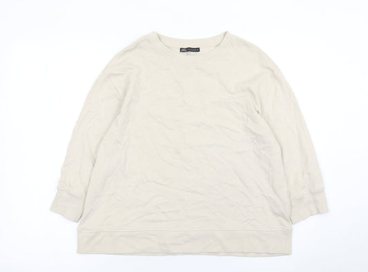 Womens UK Size 12 Zara Beige Pullover Sweatshirt
