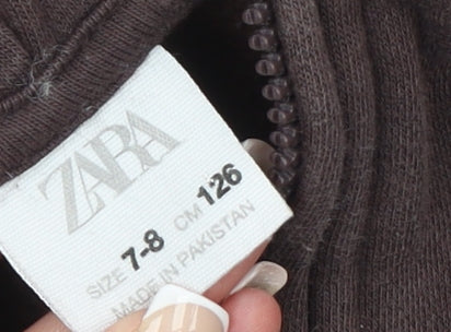 Boys UK Size 7-8 Years Zara Brown Henley Hoodie