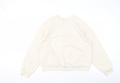 Hollister Women Beige Crew Neck Pullover Sweatshirt S