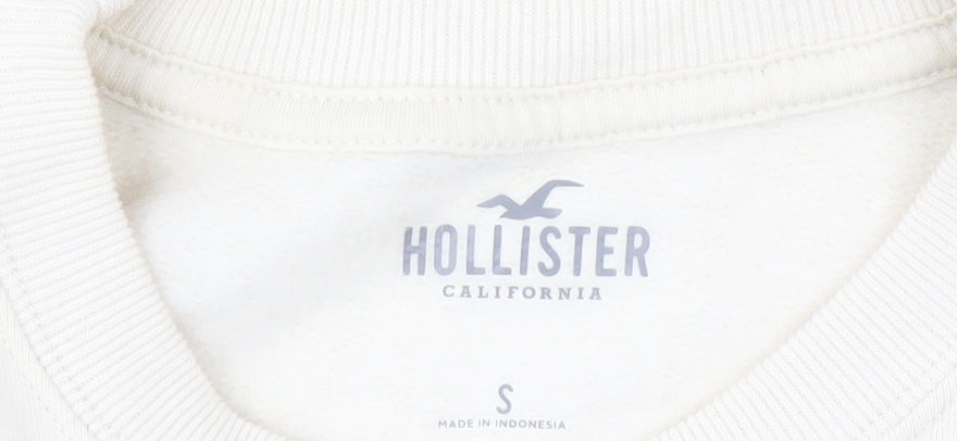 Hollister Women Beige Crew Neck Pullover Sweatshirt S