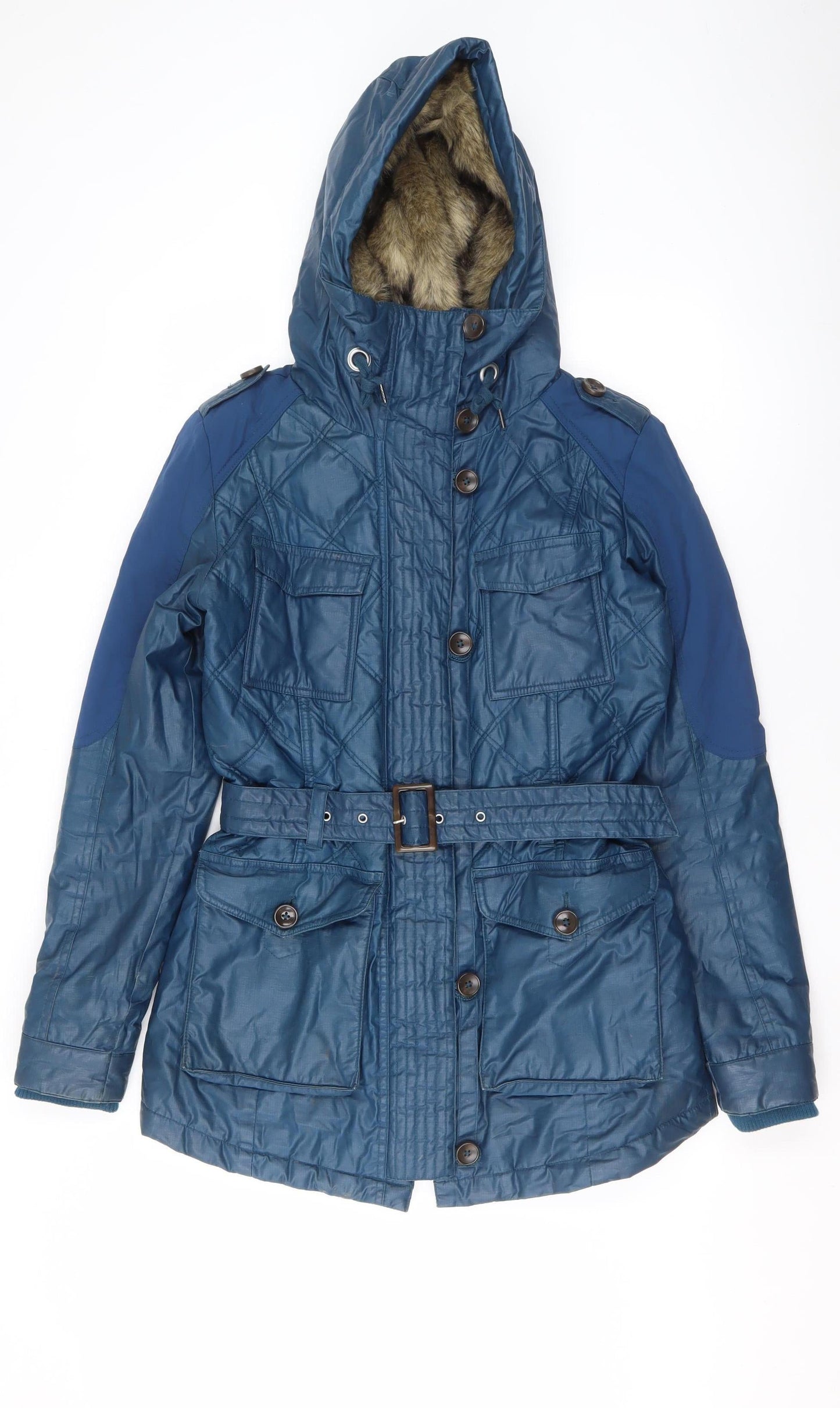 Womens UK Size 10 NEXT Blue Parka Coat