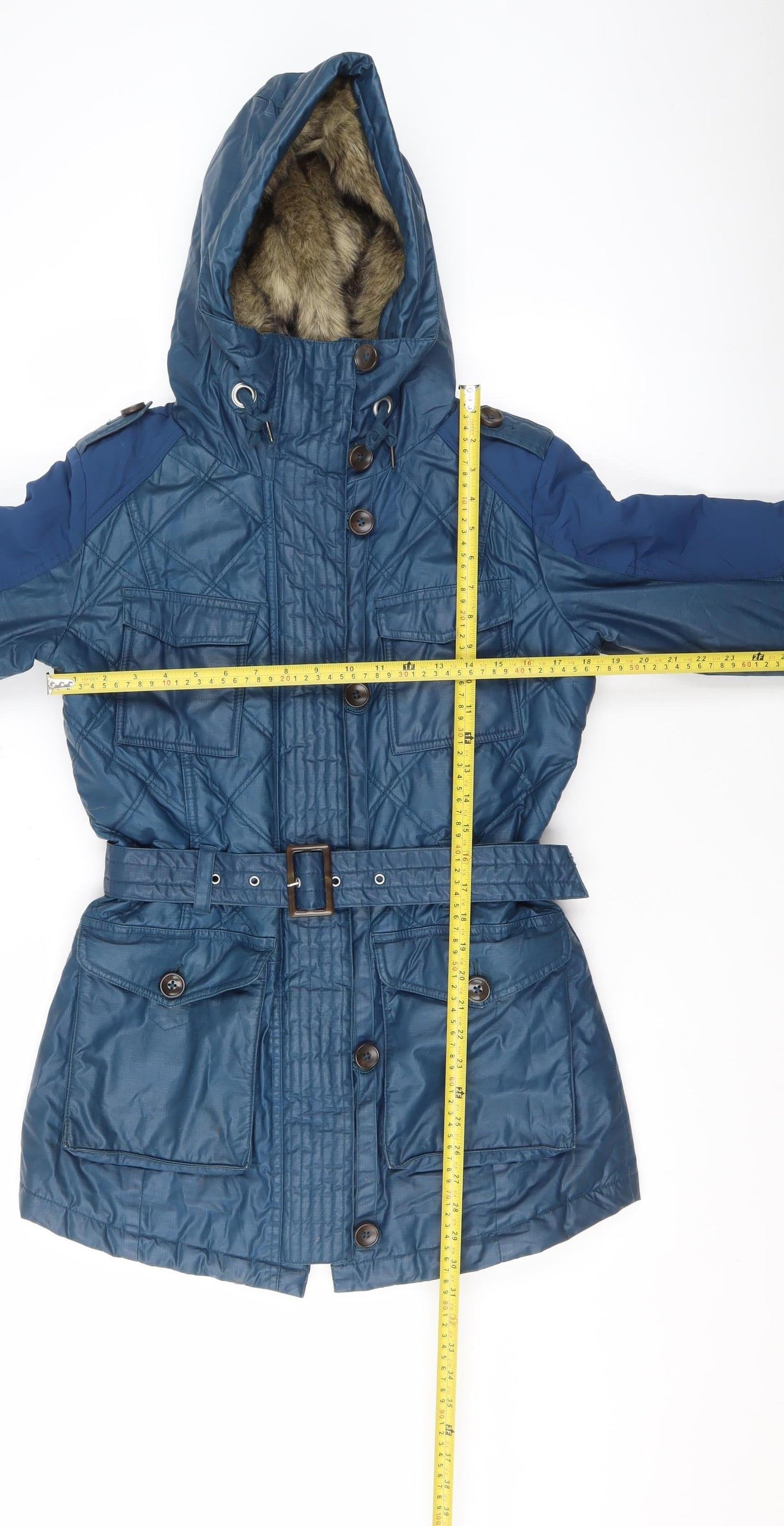 Womens UK Size 10 NEXT Blue Parka Coat