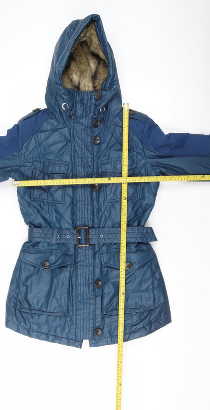 Womens UK Size 10 NEXT Blue Parka Coat