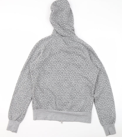 Nike Womens Grey Full Zip Hoodie Size L 14/16 Sportswear Printed