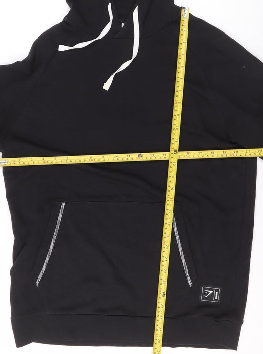 Gymshark Women Black S Pullover Hoodie Cotton Blend Drawstring