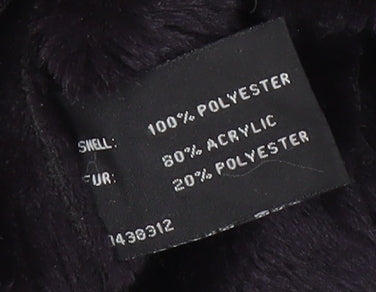 Klass Collection Women's Black Faux Fur Trim Mid-Length Zip Coat Size 14