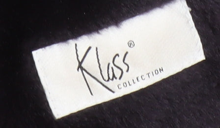 Klass Collection Women's Black Faux Fur Trim Mid-Length Zip Coat Size 14