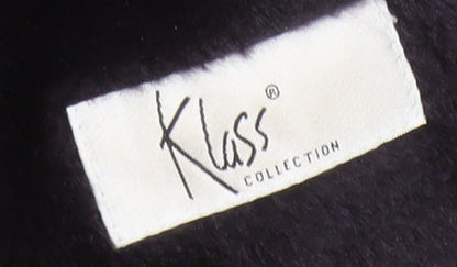 Klass Collection Women's Black Faux Fur Trim Mid-Length Zip Coat Size 14