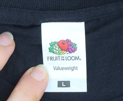 Mens UK Size L Fruit of the Loom Black  T-Shirt