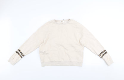 Marks and Spencer Girls Beige Animal Print Pullover Sweatshirt 13-14 Years