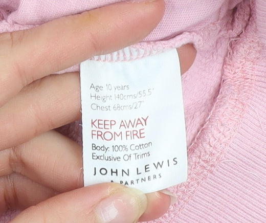 Girls UK Size 10 Years John Lewis & Partners Pink Pullover Hoodie