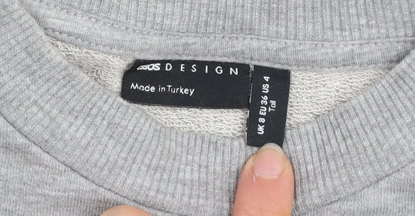 Womens UK Size 8 ASOS Design Grey Pullover Sweatshirt