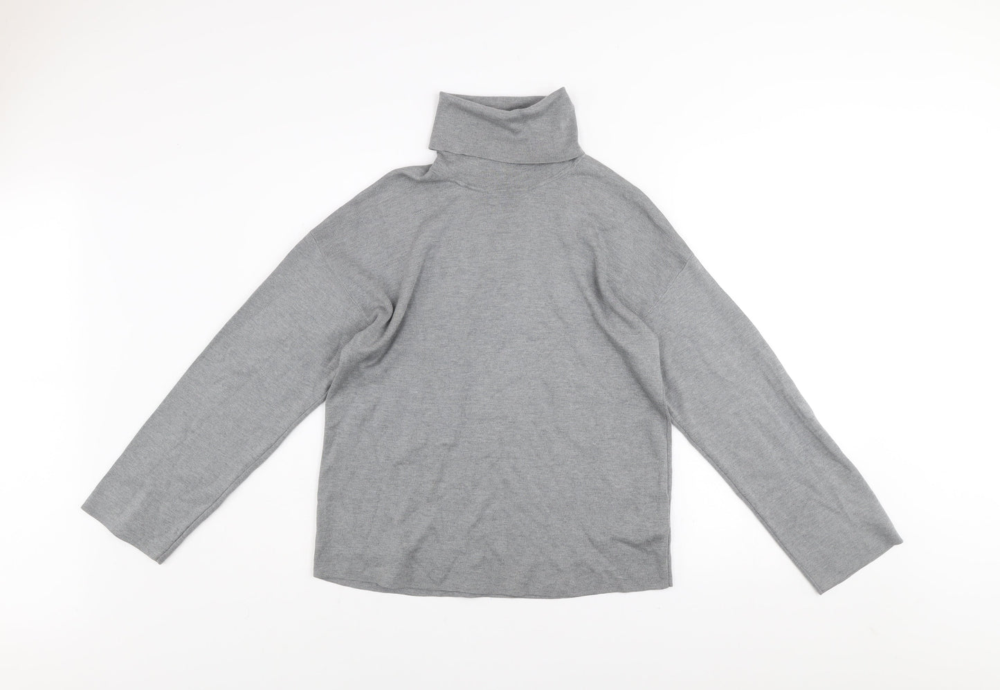 COS Men's Grey Roll Neck Silk Cotton Jumper Size S