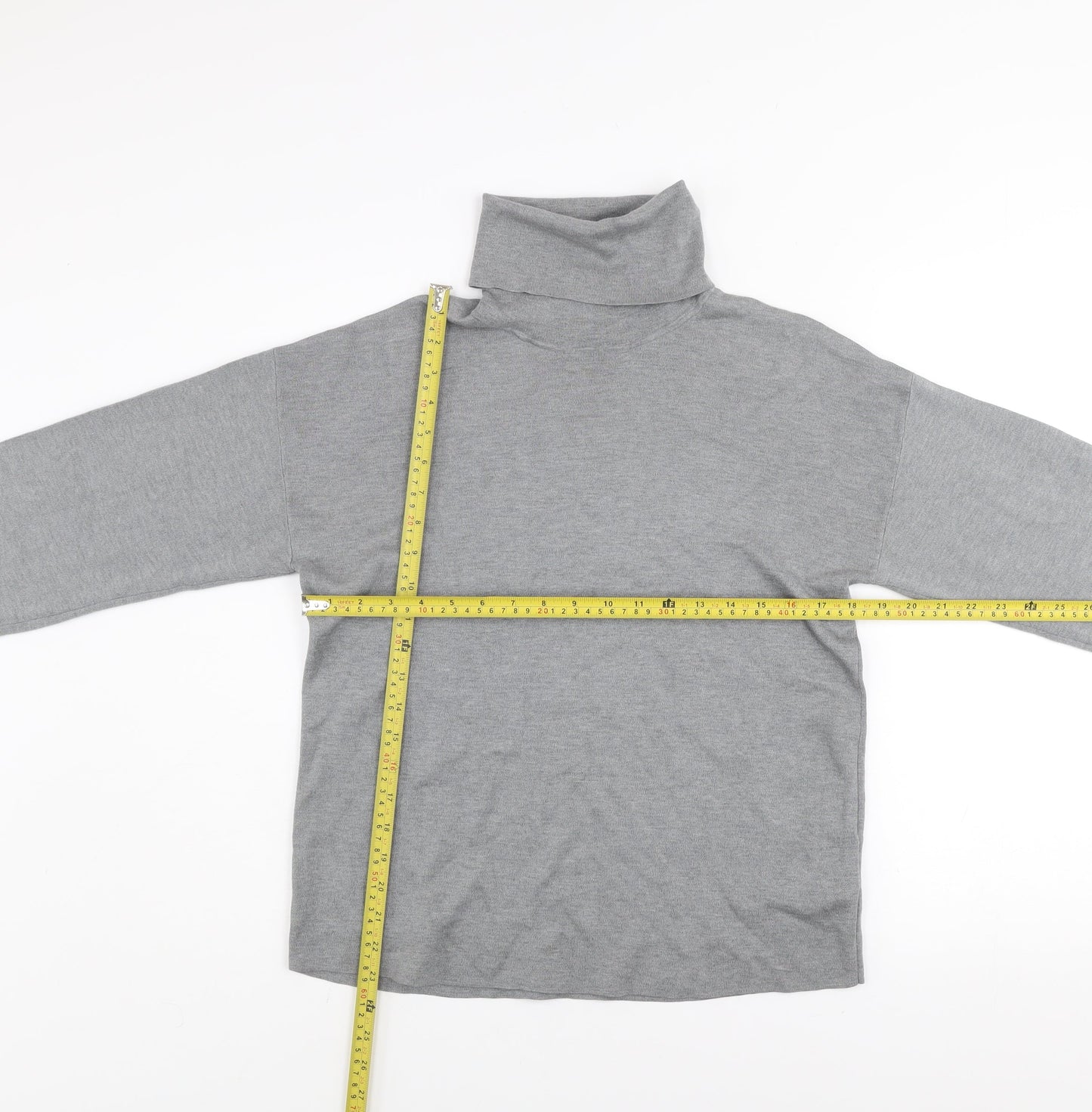 COS Men's Grey Roll Neck Silk Cotton Jumper Size S