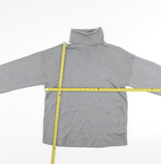 COS Men's Grey Roll Neck Silk Cotton Jumper Size S