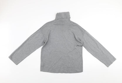 COS Men's Grey Roll Neck Silk Cotton Jumper Size S