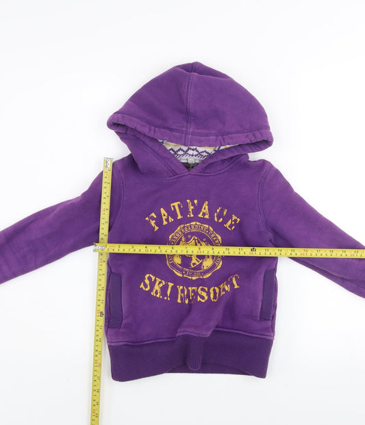 Girls UK Size 8-9 Years Fat Face Purple Pullover Hoodie