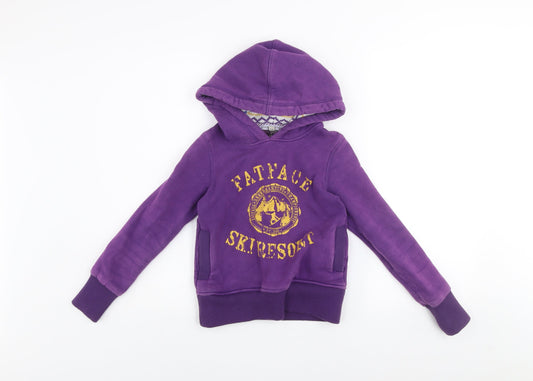 Girls UK Size 8-9 Years Fat Face Purple Pullover Hoodie