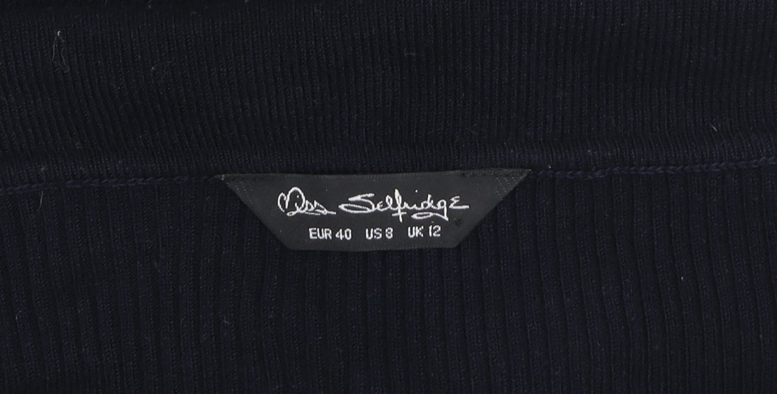 Miss Selfridge Women Black Off Shoulder Rib Knit Top Size 12