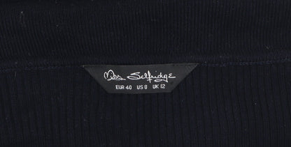 Miss Selfridge Women Black Off Shoulder Rib Knit Top Size 12