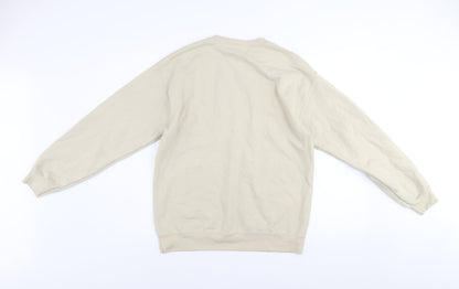Mens UK Size M Gildan Beige Pullover Sweatshirt