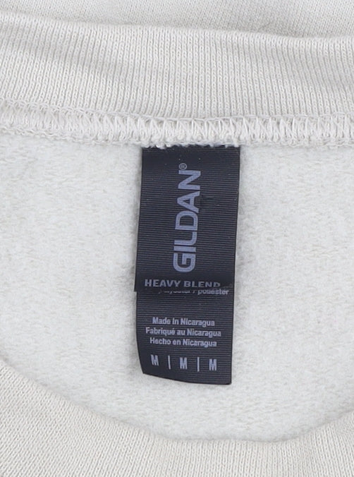 Mens UK Size M Gildan Beige Pullover Sweatshirt