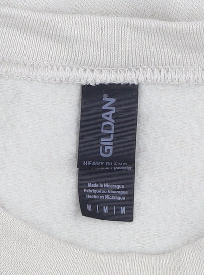 Mens UK Size M Gildan Beige Pullover Sweatshirt