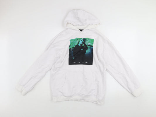 Girls UK Size 13-14 Years Justin Bieber White Pullover Hoodie