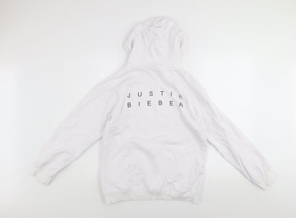 Girls UK Size 13-14 Years Justin Bieber White Pullover Hoodie
