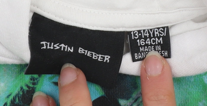 Girls UK Size 13-14 Years Justin Bieber White Pullover Hoodie