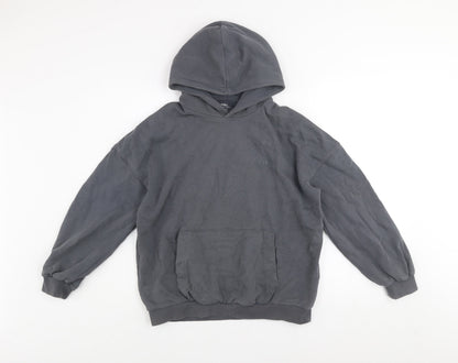 Marks and Spencer Girls Grey Pullover Hoodie 13-14 Years Cotton Blend