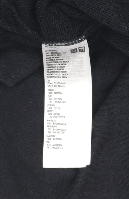 Mens UK Size XS Uniqlo Black Pullover Sweatshirt