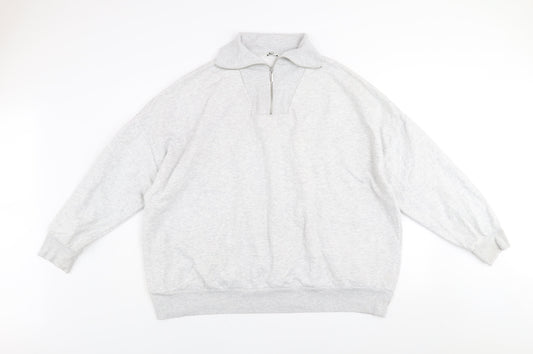 George Mens Grey 2XL Half Zip High Neck Sweatshirt