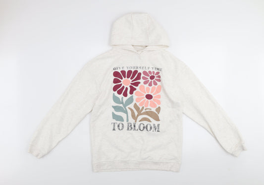 Primark Girls Ivory Floral Pullover Hoodie 13-14 Years Regular Fit