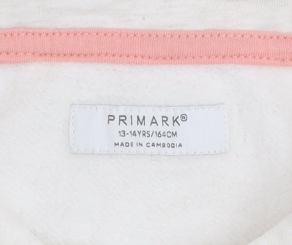Primark Girls Ivory Floral Pullover Hoodie 13-14 Years Regular Fit