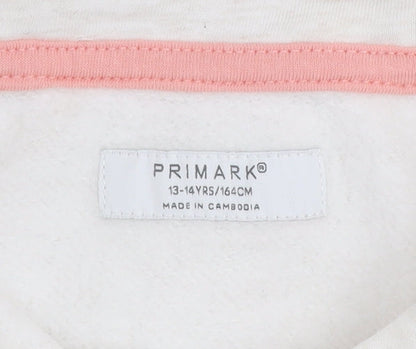 Primark Girls Ivory Floral Pullover Hoodie 13-14 Years Regular Fit