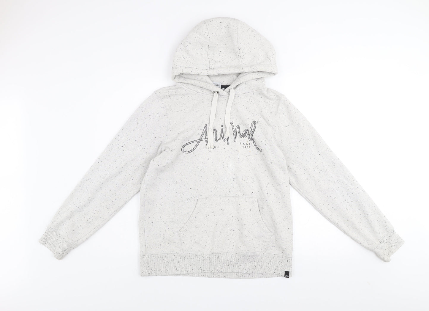 Animal Women's Grey Speckled Pullover Hoodie Size 12 Cotton Blend Casual